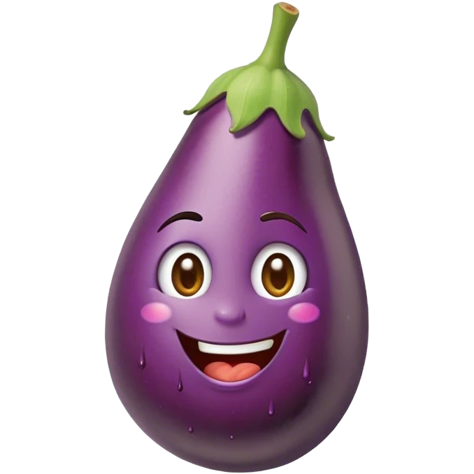 Egg plant winking with a paint brush dripping  emoji