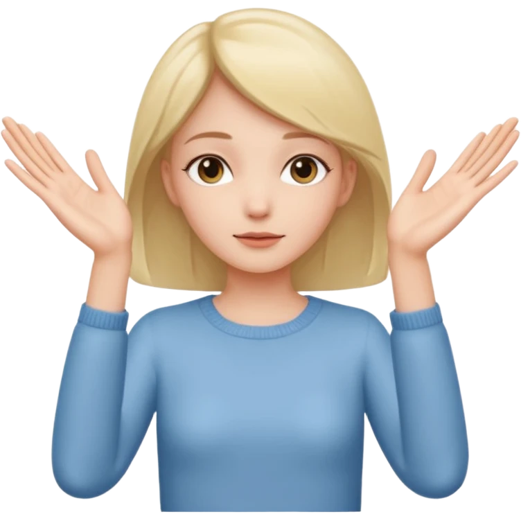 Girl with two hands in front out palms facing upwards  emoji