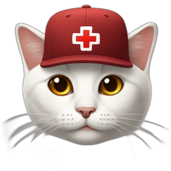Cat with a cap and a big rotate Red Cross mark means no on the cap emoji