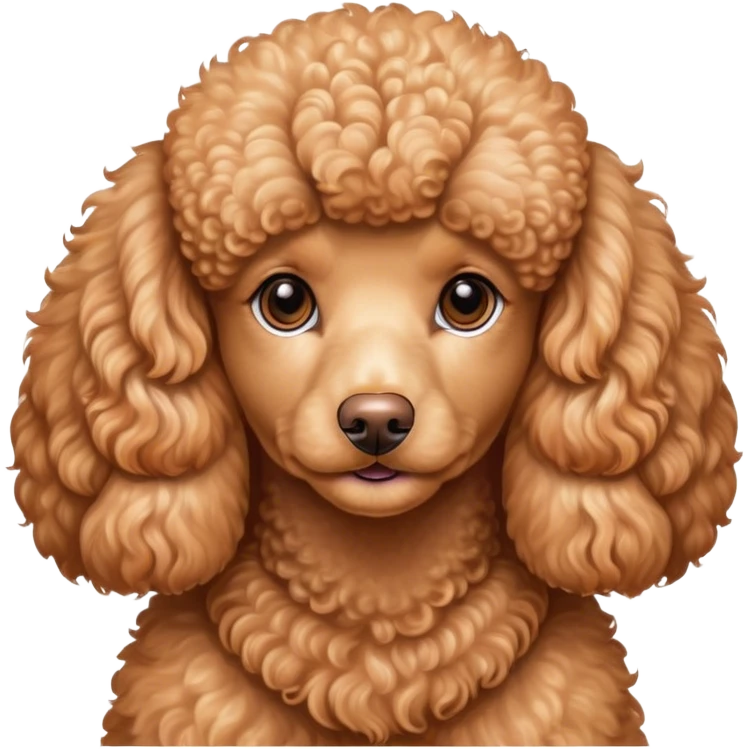 Cinematic Noble Apricot Poodle Portrait Emoji, Poised and regal, with a refined, elegant build and a meticulously groomed, curly apricot Fur, deep-set soulful warm eyes, Simplified yet sharp and sophisticated features, highly detailed, glowing with a soft, dignified glow, high shine, intelligent and graceful, stylized with an air of sophistication, focused and attentive, soft glowing outline, capturing the essence of a watchful and confident companion, so majestic it feels as though it could prance out of the screen with effortless authority! emoji
