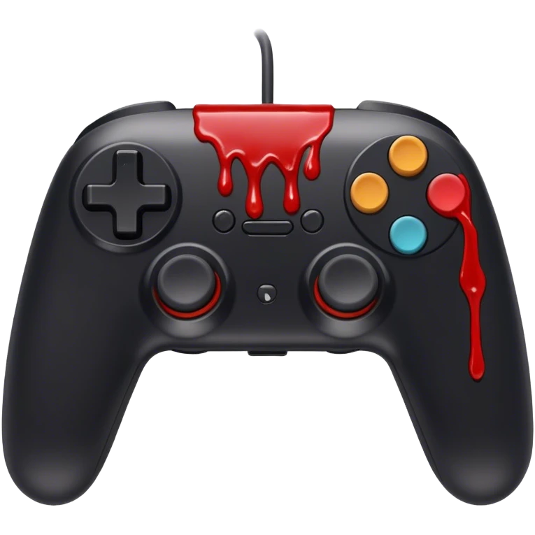 Black controller with blood dripping from it  emoji