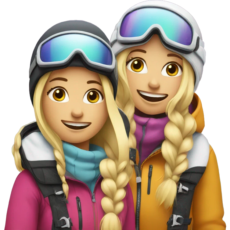 Two blonde girls snowboarding emoji