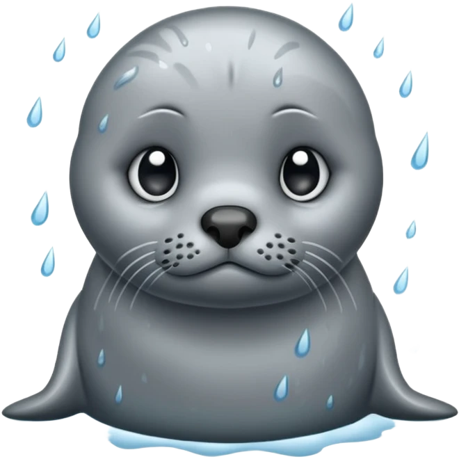 Sad seal in the rain emoji