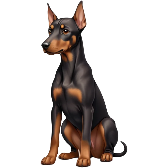 cinematic-noble-doberman puppy-full body-emoji on all fours,-poised-and-regal,-with-a-strong,-athletic-build-and-a-lustrous,-well-groomed-black and tan fur,-deep-set-soulful-brown-eyes,-simplified-yet-sharp-and-sophisticated-features,-highly-detailed, emoji