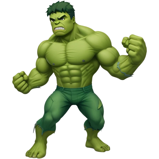 Hulk fighting, strong green muscular superhero in action pose emoji