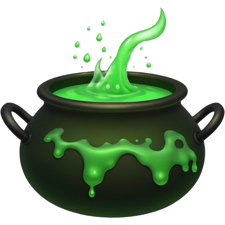 Cauldron – Black pot bubbling green potion. emoji