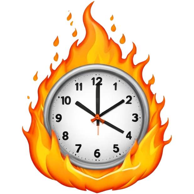 clock in fire emoji
