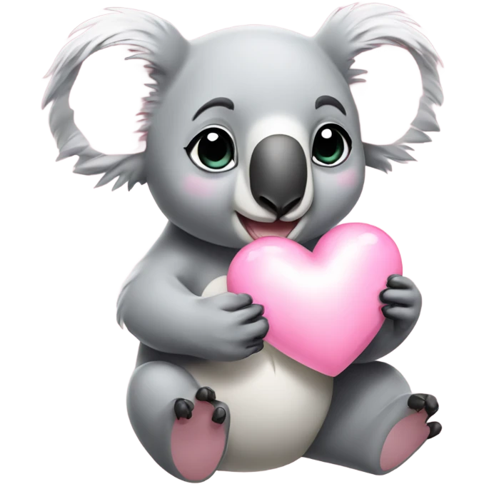 Koala holding light pink heart emoji