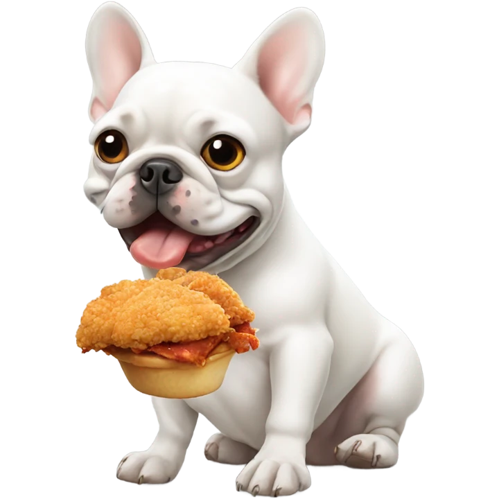 White french bulldog eating Fried chicken  emoji
