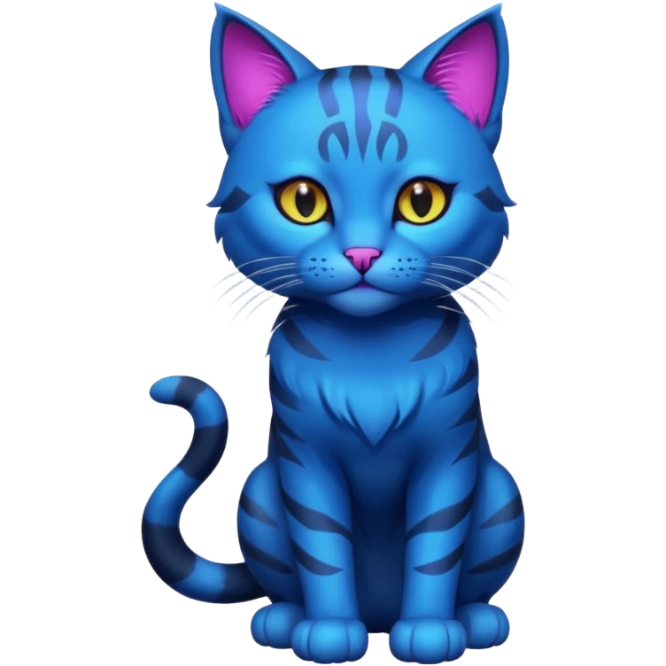 Realistic wild real life dark neon-blue feline (full body) emoji