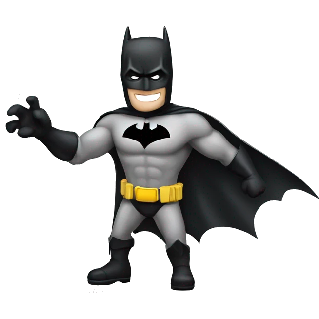 batman standing on one foot and raising one hand emoji