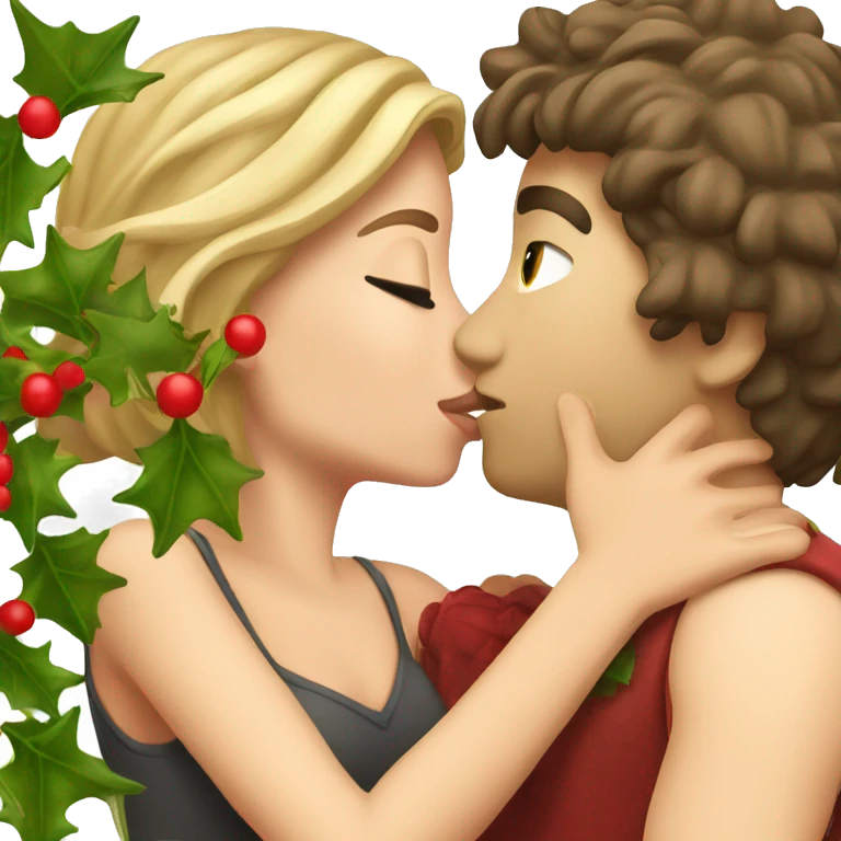 Girlfriend and I kissing under mistletoe emoji