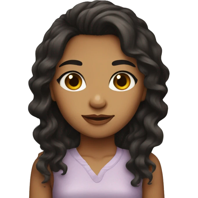 Girl with olive skin dark wavy hair and eyes that girl emoji