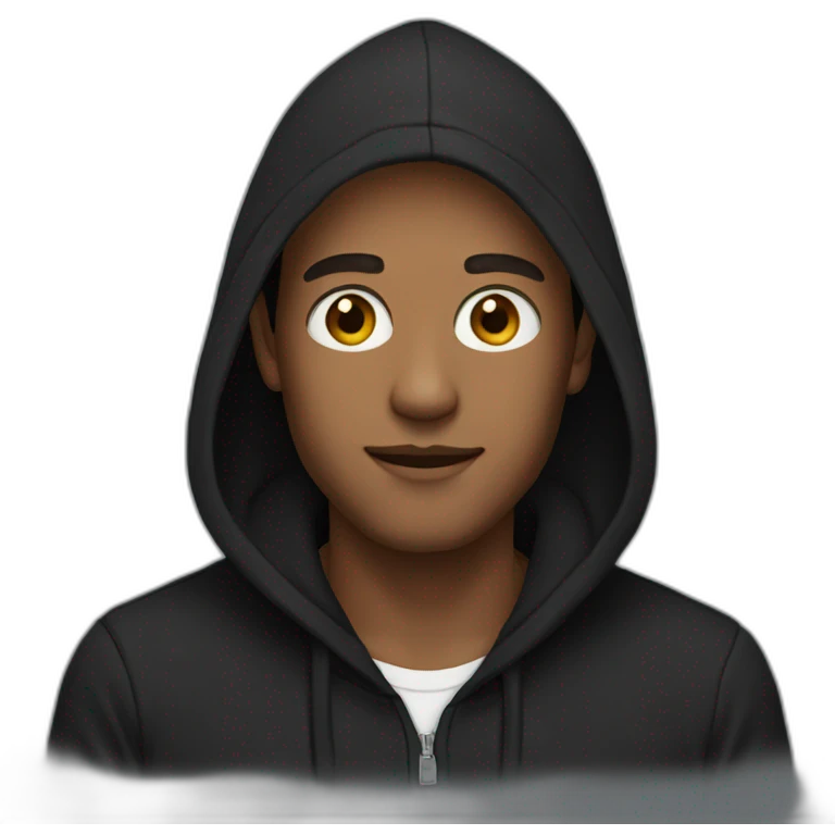 A man wearing black hoodie  emoji