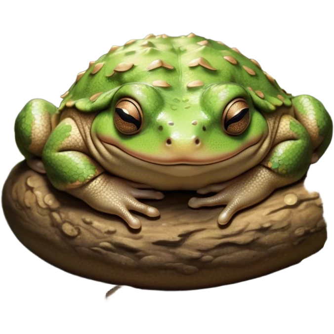Meme-Worthy Cute Sleeping Toad Portrait Emoji, Head resting peacefully with a contented smile, showcasing a stout, textured body with softly closed eyes in serene, restful slumber, Simplified yet adorably endearing features, highly detailed, glowing with a soft, drowsy woodland light, high shine, relaxed and utterly lovable, stylized with an air of playful laziness, soft glowing outline, capturing the essence of a sleeping toad that feels destined to become the next viral icon of adorable rest! emoji