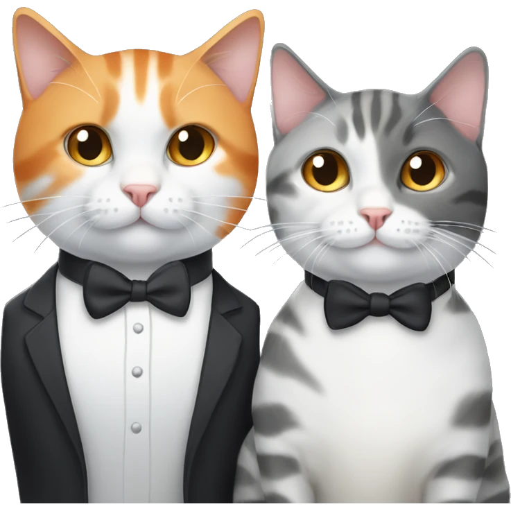 Three cats one tuxedo, one gray tabby, and one orange and white. emoji