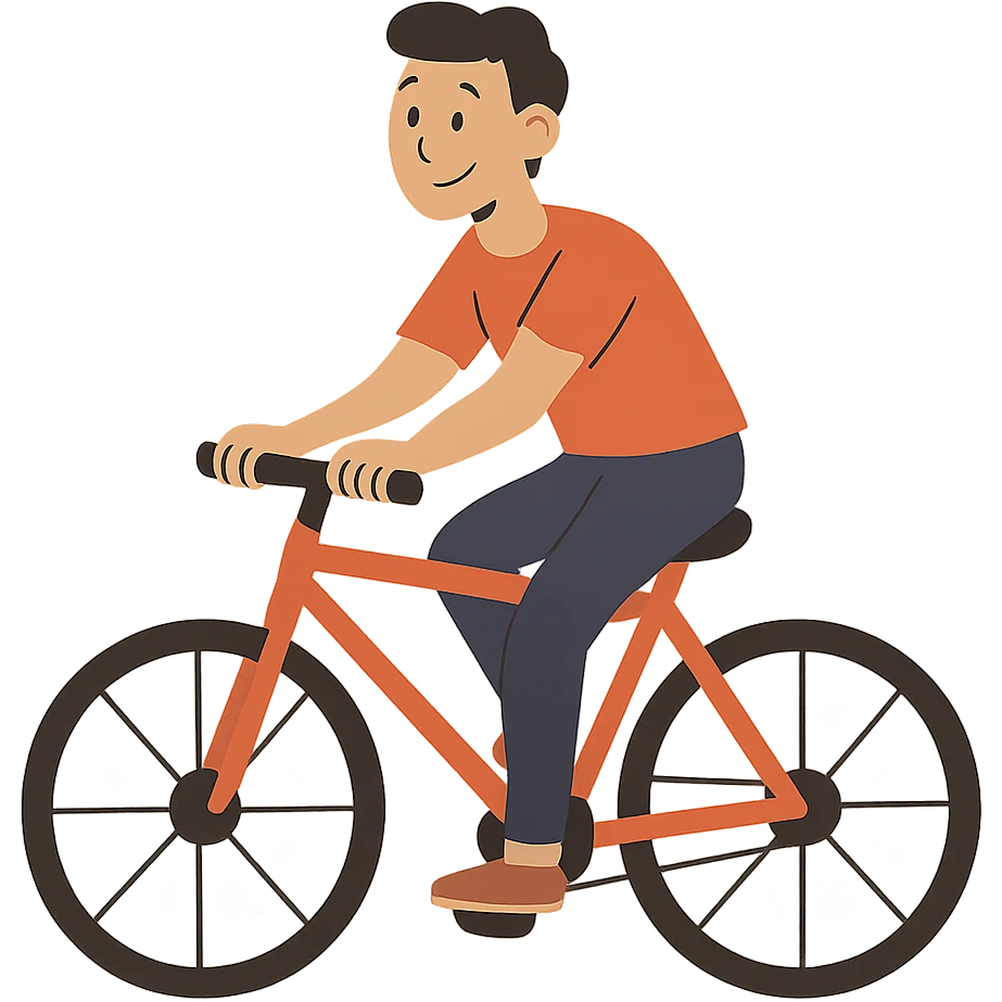 flat toon style person riding a bike emoji