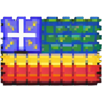pixel art flag, stylized t, vibrant colors, blocky look emoji