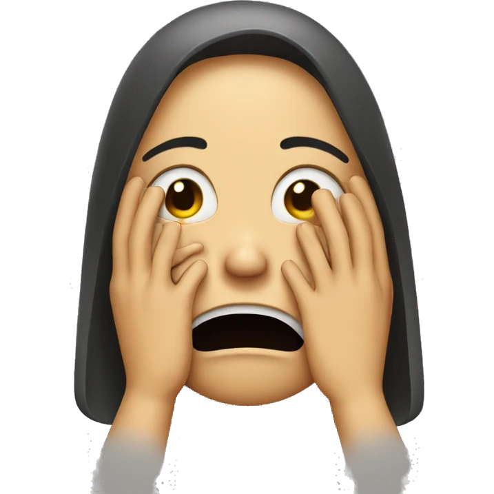 Crying face with hands covering mouth emoji
