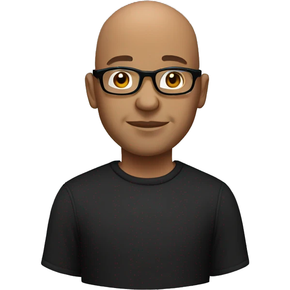 Mixed bald man glasses with black shirt emoji