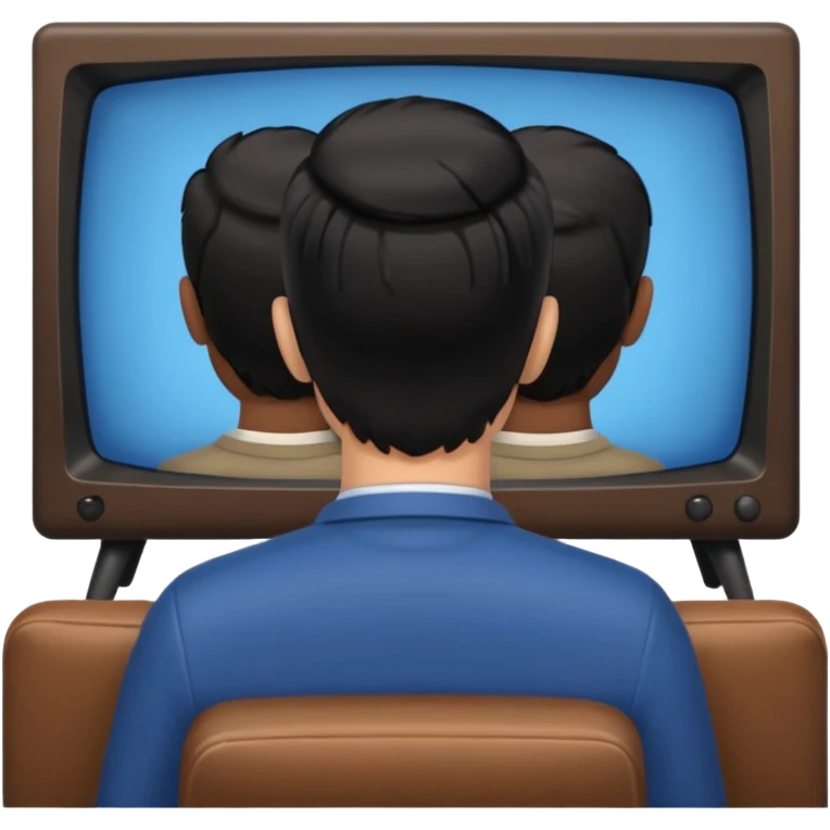 man with black hair seen from behind watching television emoji