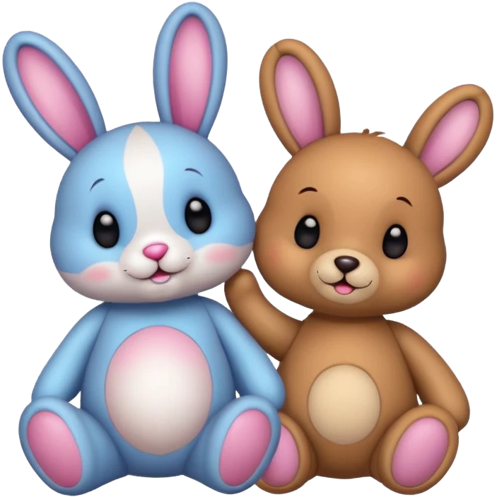 Cute bunny and teddy with colourful magical background  emoji