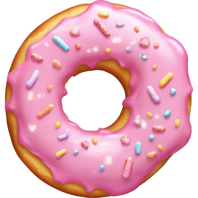 Pastel Pink Donut "A pastel pink donut with glowing frosting, shimmering sprinkles, and a magical light aur- urrounding it." emoji
