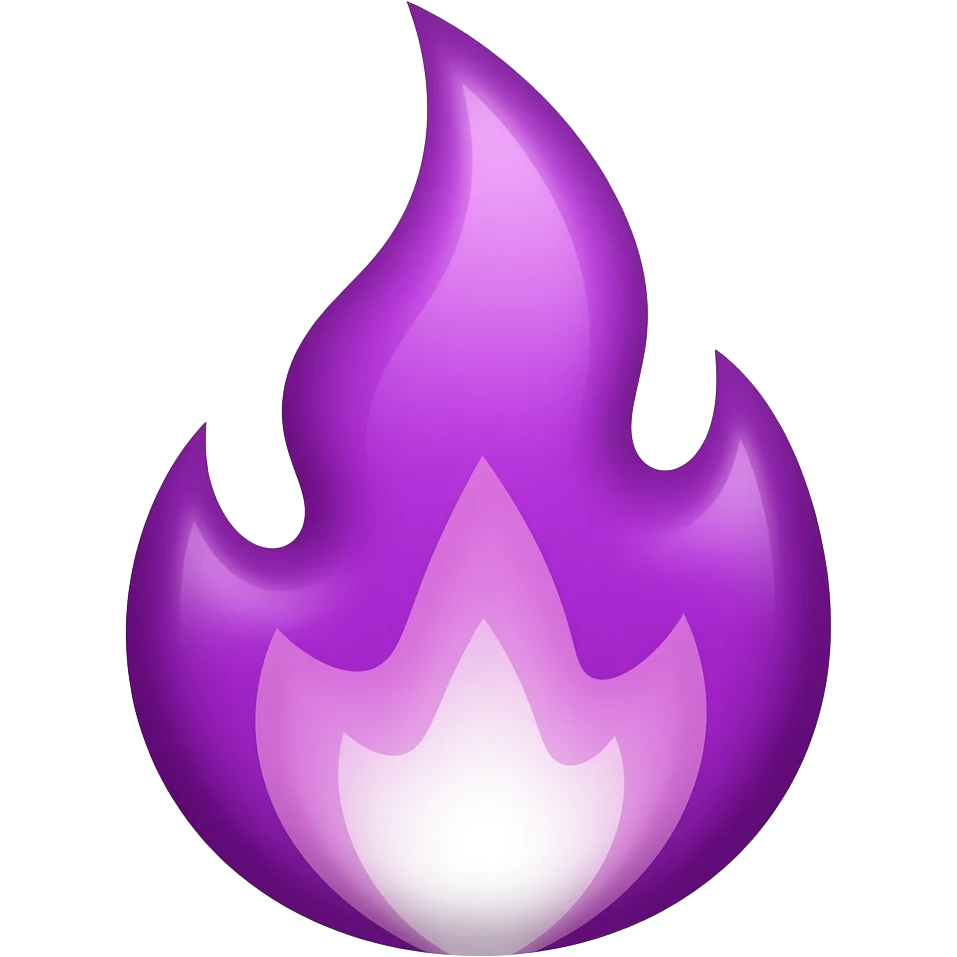 A flame in purple in pixel art but cool emoji