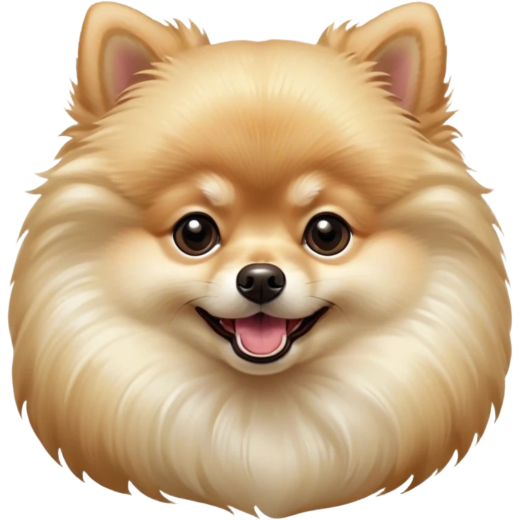 Cinematic Comical Cream Pomeranian Portrait Emoji, Head tilted dramatically with an exaggeratedly shocked or amused expression, featuring a glossy, fluffy cream Fur with a radiant sheen, wide, expressive dark eyes filled with playful disbelief, Simplified yet hilariously expressive features, highly detailed, glowing with a slightly sassy glow, high shine, dramatic yet playful, stylized with an air of cheeky mischief, bright and endearing, soft glowing outline, capturing the essence of a spirited and over-the-top companion, so meme-worthy it feels like it could side-eye its way into internet fame instantly! emoji