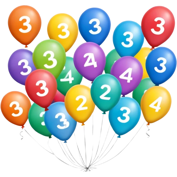 Balloons that say 34 emoji