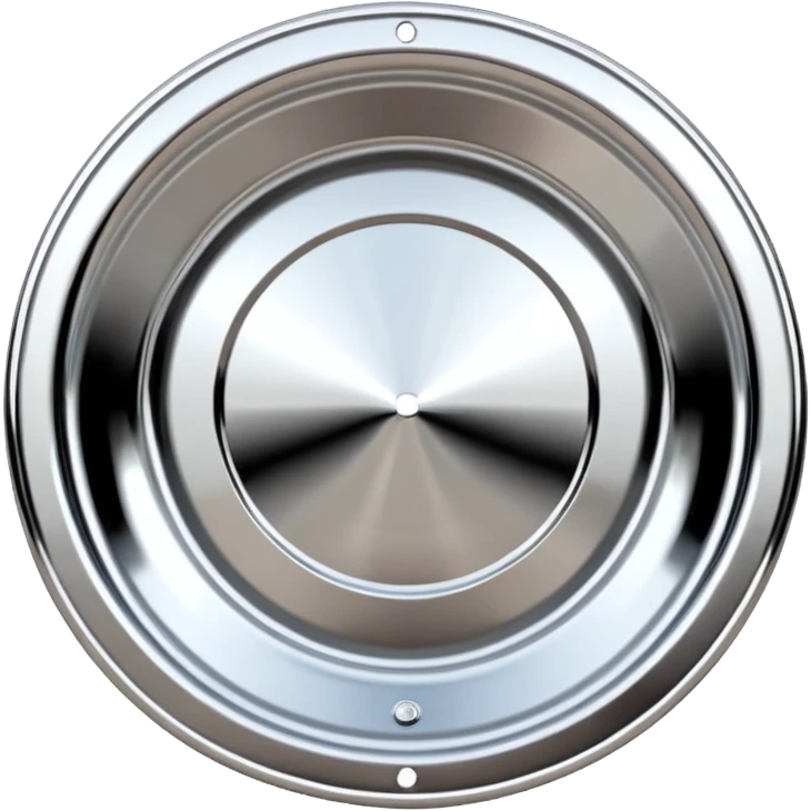 Emoji of a polished chrome rim with deep dish style and subtle reflections emoji