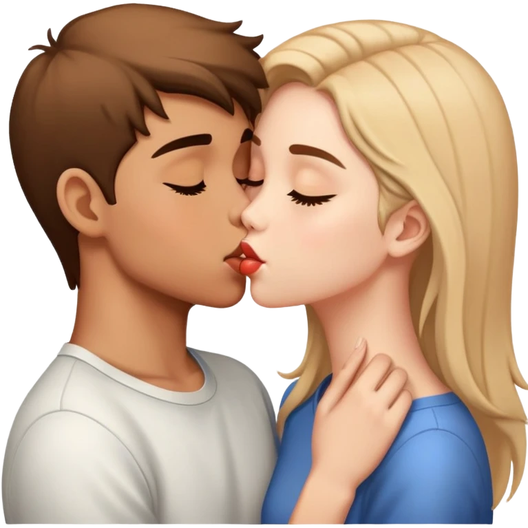Two teenagers kissing each other passionately emoji