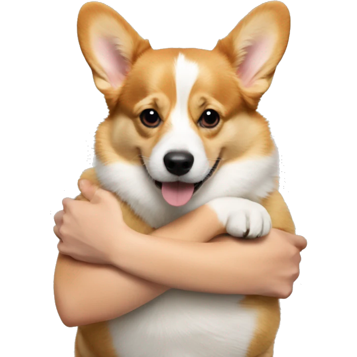 corgi in the arms of a blonde emoji