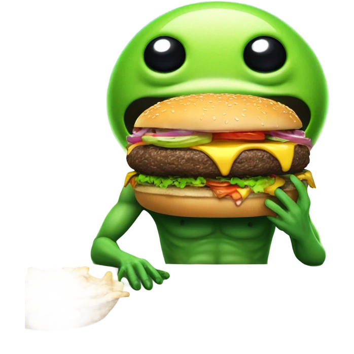 alien eating a buger emoji