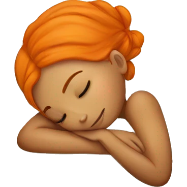 Tan girl with orange hair sleeping on pillow emoji