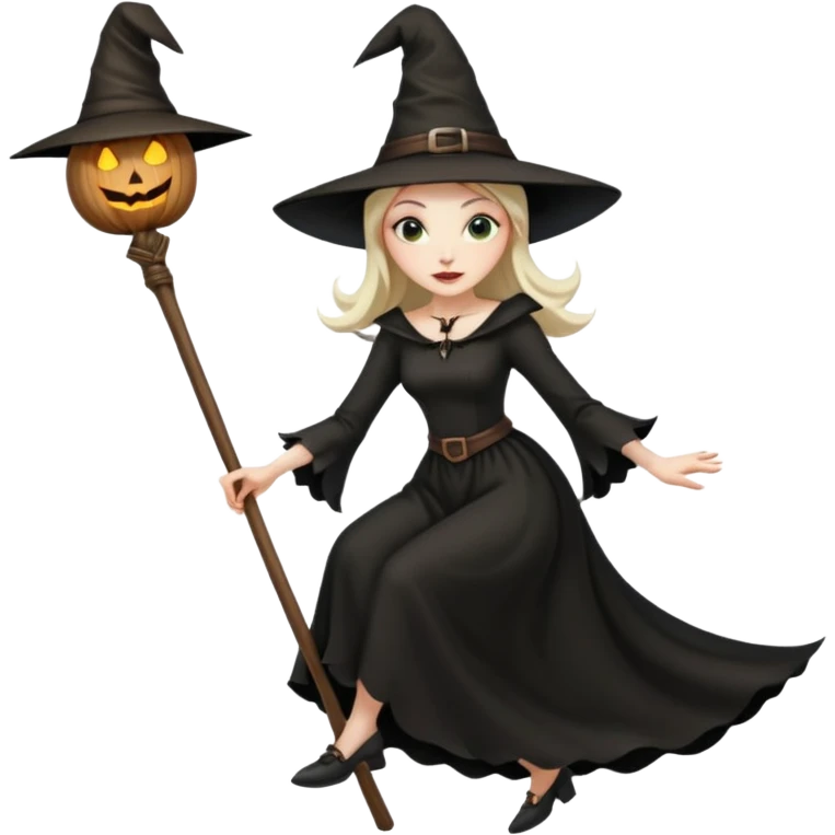 wicked looking witch flying high in the air on a broom emoji