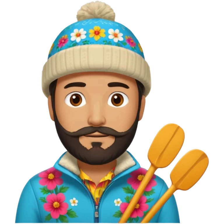 mexican guy with beard, ski hat, flowerd shirt emoji