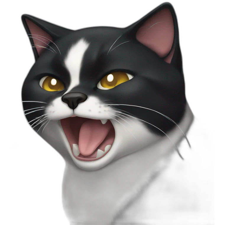 black cat yawning with eyes closed emoji