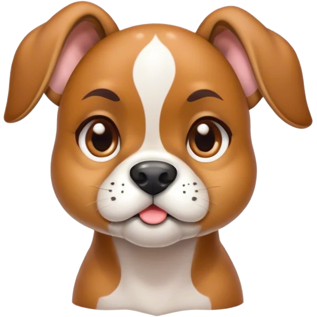 Cinematic Cute Fawn Boxer dog Portrait Emoji, Head tilted playfully and inquisitively, with a glossy fawn Fur highlighted by a white muzzle and chest, round, sparkling brown eyes filled with curiosity, Simplified yet irresistibly adorable features, highly detailed, glowing with a warm, friendly glow, high shine, affectionate and lively, stylized with a touch of whimsy, bright and endearing, soft glowing outline, capturing the essence of a mischievous yet loving pup, so playful it feels like it could bound out of the screen and into your arms! emoji