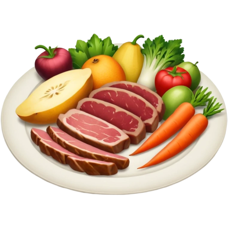 dinner with meat fruit and veggie emoji