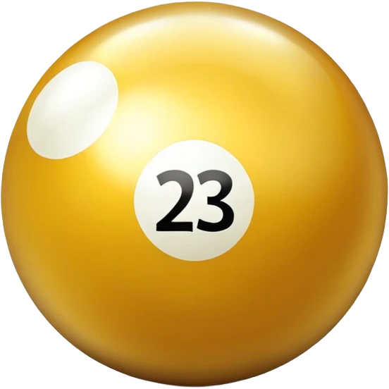 golden billiard ball with the number 23 in a shiny metallic style emoji