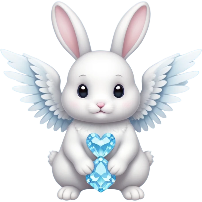 White bunny with wings and with cristals emoji