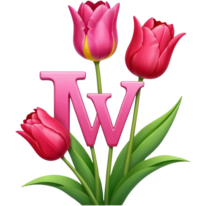 Create a letter П in pink and red and have a couple of tulips on it. emoji