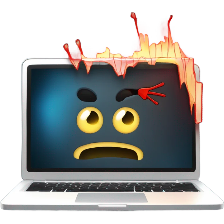Laptop with a sickness  emoji