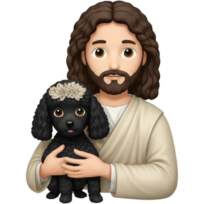 Jesus holding a black poodle  emoji