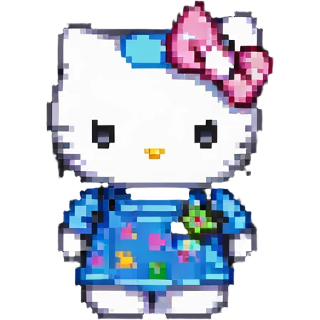 Hello Kitty, pixel art style, retro video game look emoji