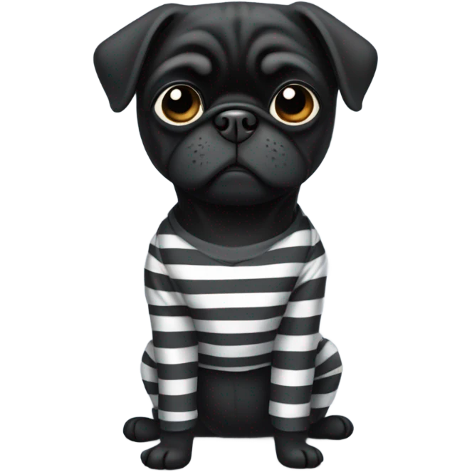 Black pug in prison clothes emoji