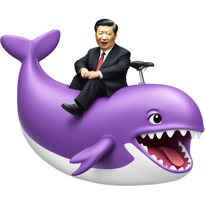 xi jinping riding purple whale with open mouth emoji