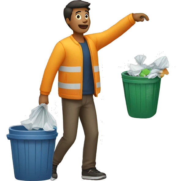 man throwing trash in bin emoji