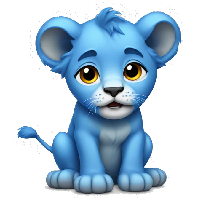 blue crying lion cub emoji